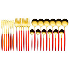 Cutlery Set 24pcs Gold Stainless Steel