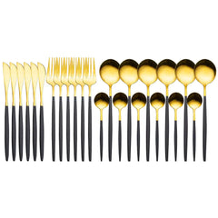 Cutlery Set 24pcs Gold Stainless Steel