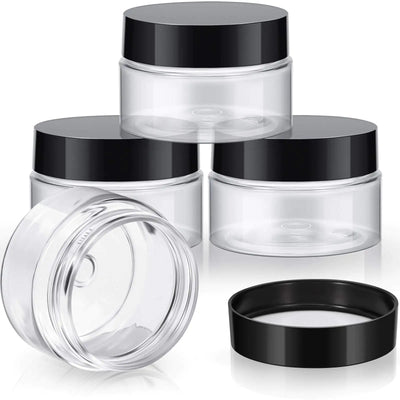 4 Pieces Round Clear Wide-mouth Leak Proof Plastic Container Jars with Lids for Travel Storage Makeup Beauty Products Face Creams Oils Salves Ointments DIY Making or Others (Black,1 Ounce) 1 Ounce Black