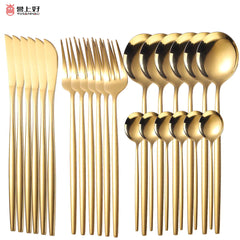 Cutlery Set 24pcs Gold Stainless Steel