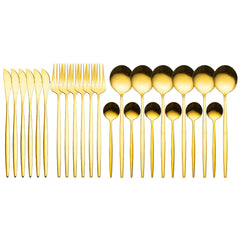 Cutlery Set 24pcs Gold Stainless Steel