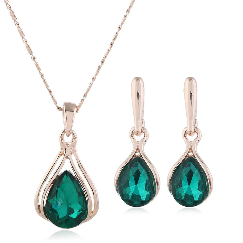 Crystal Water Drop Jewelry Set