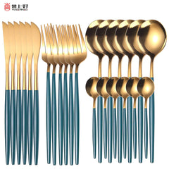 Cutlery Set 24pcs Gold Stainless Steel