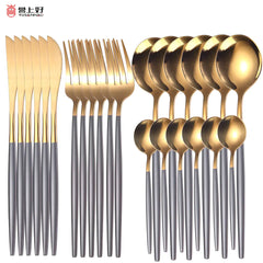 Cutlery Set 24pcs Gold Stainless Steel